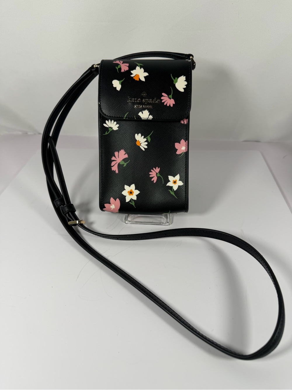 4291: Kate Spade Floral Saffiano Leather North South Phone Crossbody